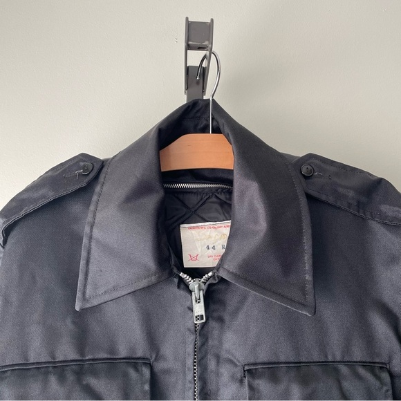 Vintage Canadian Police Zip Bomber Style Jacket Shiny Black 90s 1990s Men’s XL - Picture 9 of 12